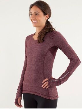 lululemon athletica Star Runner Tonka Stripe Bordeaux Drama long sleeved top